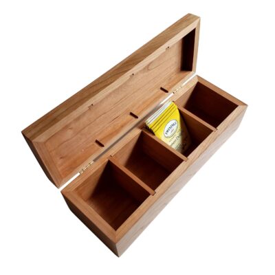 Single Row Tea Box with Cover Open from Heirloom Box Company